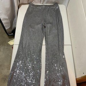 Fashion Nova gray sequin flare pants XL